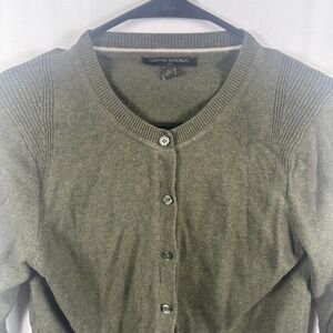 Banana Republic Forever Olive Green Button Front Crewneck Cardigan